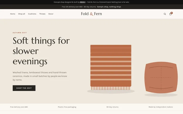 Fold & Fern concept homepage